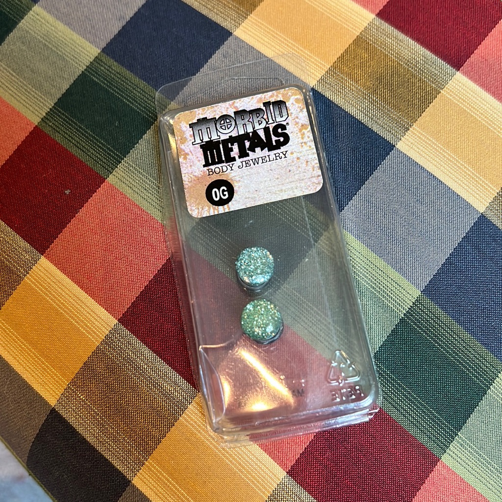 Turquoise Aqua Sparkle Blue 0g Gauge Plugs
